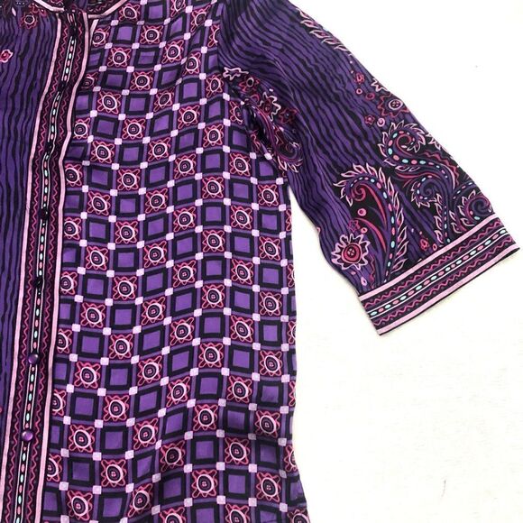 100 % silk Bob Mackie womens button up blouse size M - Picture 15 of 16